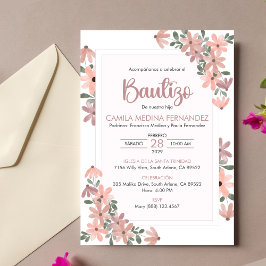 Invitación española Bautizo Boho flor bautismo