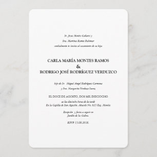 Invitación española clásica simple de la boda