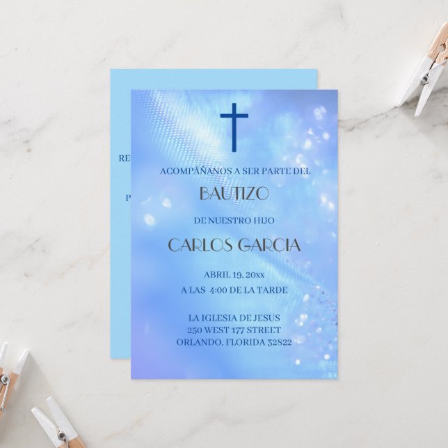 Invitación española de Bautizo (Anverso/Reverso In Situ)