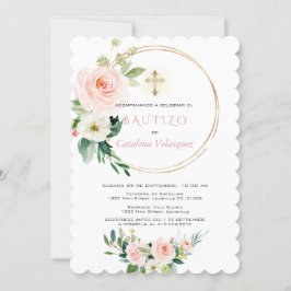 Invitación Española De Bautizo Con Flores