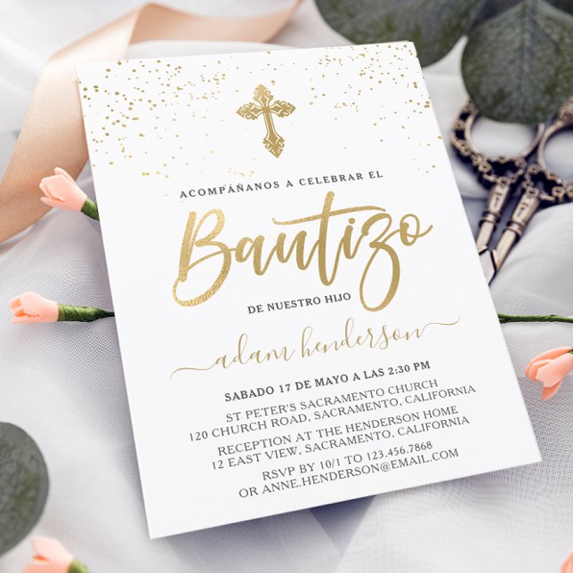 Invitación española de Bautizo Gold (Subido por el creador)