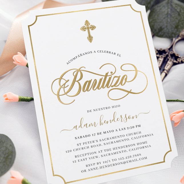 Invitación española de Bautizo Gold (Subido por el creador)