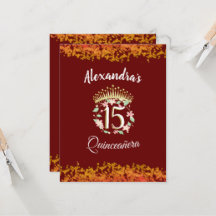 Invitación española de lujo de Borgoña Quinceañera