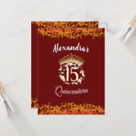 Invitación española de lujo de Borgoña Quinceañera