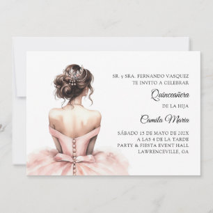 Invitación española de Quinceañera Rosa