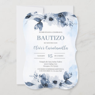 Invitación española del Bautismo Azul Dusto
