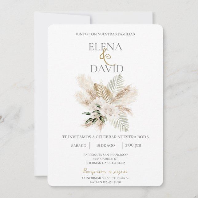 Invitación española del Boho boda (Anverso)