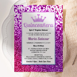 Invitación española glamurosa a la Quinceañera Púr