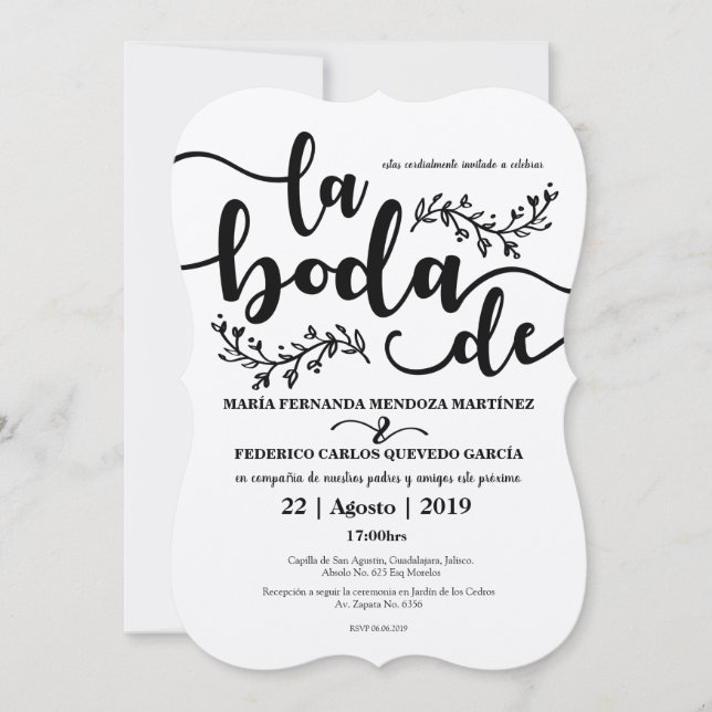 Invitación Española Rústica Editable (Anverso)