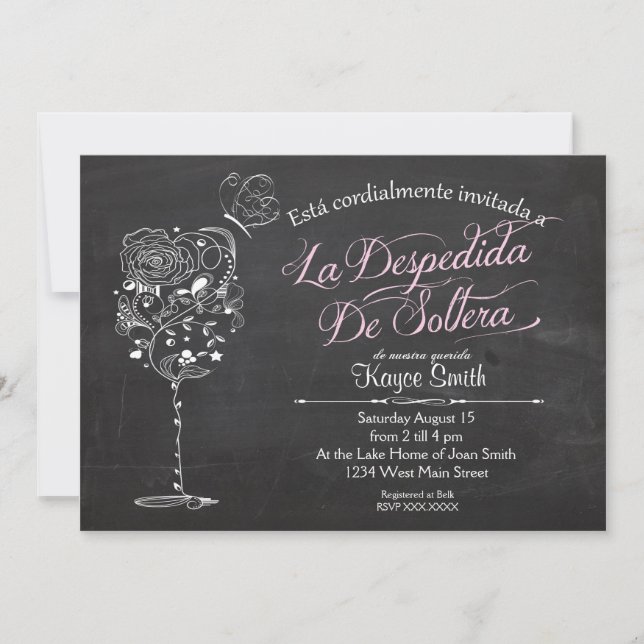 Invitación EspañolVintage Wine Glass Bridal Shower INvitation (Anverso)