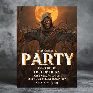 Invitación Espantapájaros espeluznante en la fiesta de Hallow