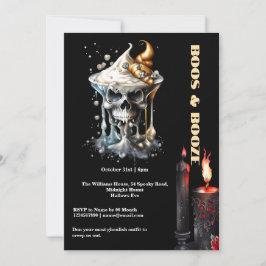 Invitación Espantoso cóctel de cráneo velas negras moda gótic