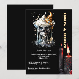 Invitación Espantoso cóctel de cráneo velas negras moda gótic