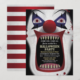 Invitación Espantoso payaso de Halloween Festival de Carnaval