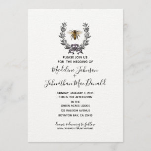 Invitación esparcimiento de abejas vintage GARDEN WEDDDING ci