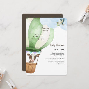 Invitación Esparcimiento de cigüeñas y vacas en Baby Shower p