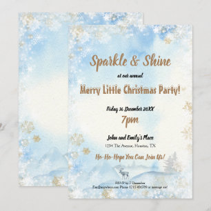 Invitación Esparkle Shine Frosty Blue Merry Pequeños Navidade