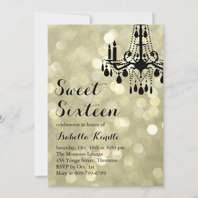 Invitación Esparkling Lughts Gold Ballroom Sweet 16 Invitació (Anverso)