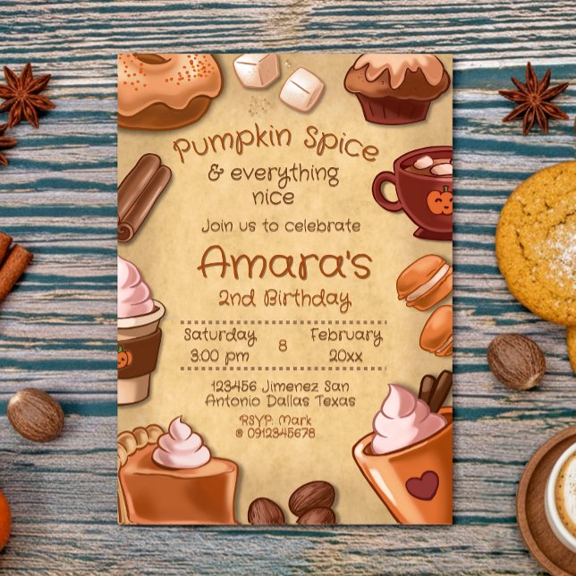 Invitación Especia de Calabaza y Todo lo Bueno (Pumpkin Spice and Everything Nice Invitation)