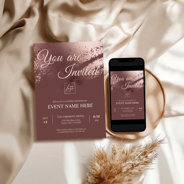 Invitación especial a evento editable con estilo e (Stylish bronze editable special event einvite)