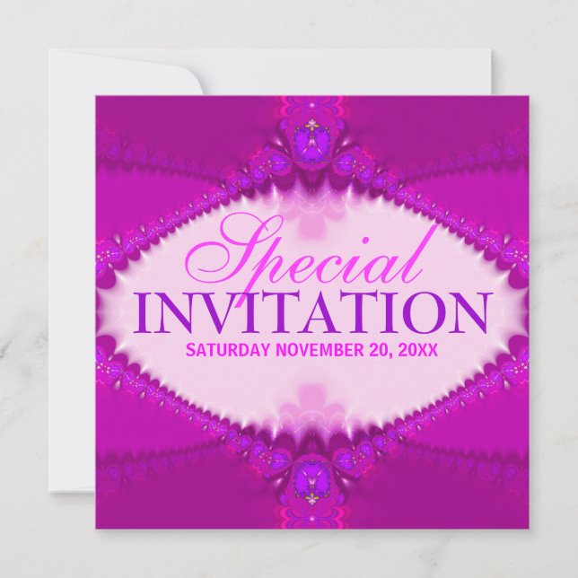Invitación Especial de Chicas Rosa Caliente y Mora (Anverso)