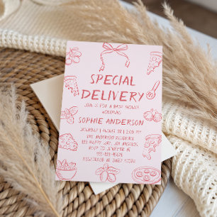 Invitación Especial de Entrega de Pizza Minimalista para Baby