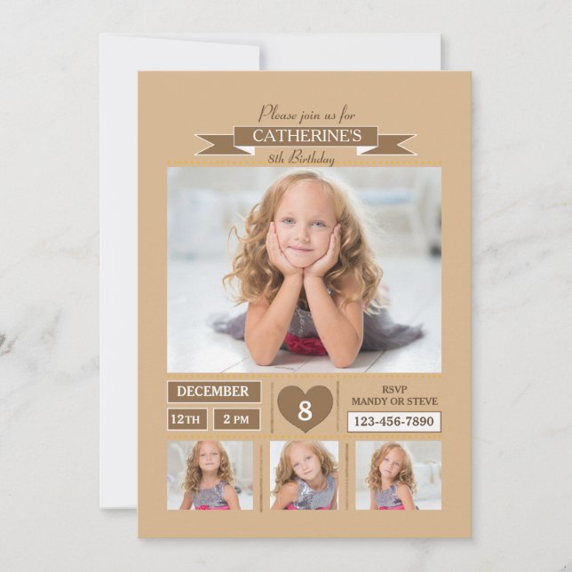 Invitación especial de la foto del cumpleaños (Anverso)