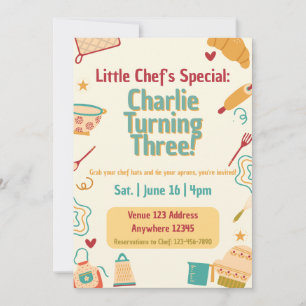 Invitación Especial del pequeño chef, Cumpleaños de cocina