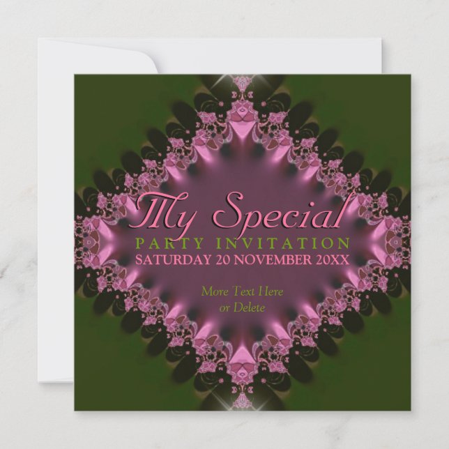 Invitación especial para la fiesta de Green Pink L (Anverso)