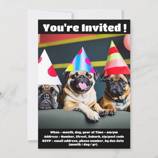 Invitación especial para pug Dog (Anverso)