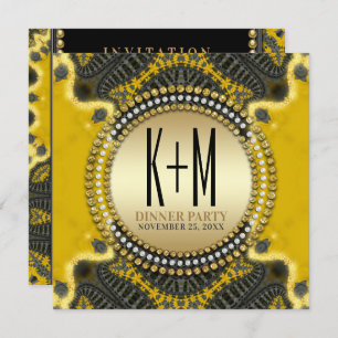 Invitación Especial y único Fiesta de la cena Black Gold Nouv