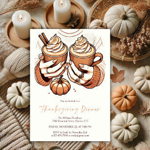 Invitación Especias de calabaza y acogedora cena de Acción de