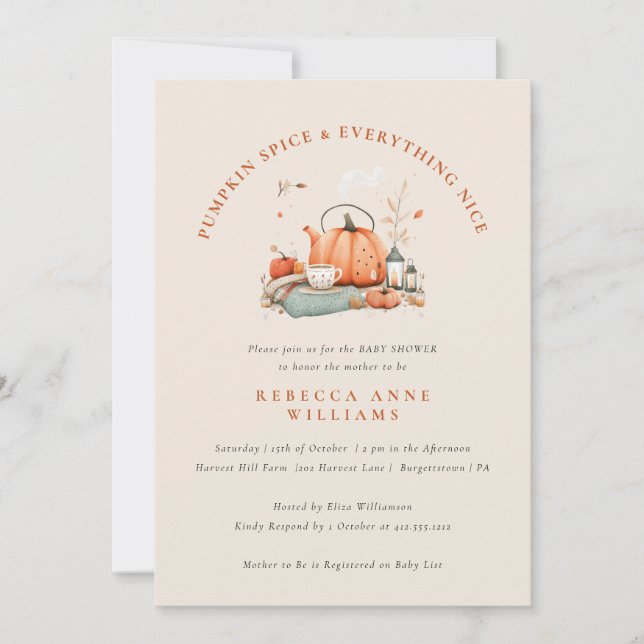Invitación Especie de calabaza y todo bueno - Caer en Baby Sh (Anverso)