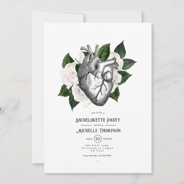 Invitación Espectacular bachillerato gótico floral blanco (Anverso)