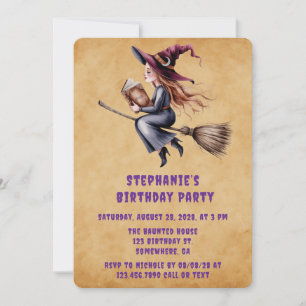 Invitación Espectacular Chica de la sala de vuelo de brujas f
