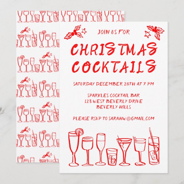 Invitación Espectacular cóctel que bebe Personalizado fiesta  (Anverso / Reverso)