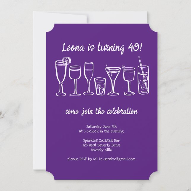 Invitación Espectacular cóctel que bebe Personalizado Fiesta  (Anverso)