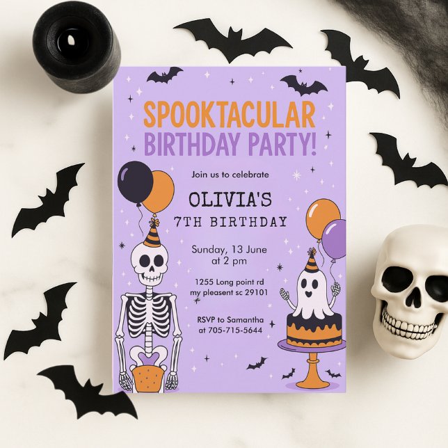 Invitación Espectacular esqueleto lindo y cumpleaños fantasma (Subido por el creador)