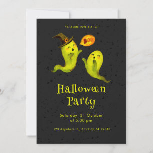 Invitación Espectacular fantasma ilustrativo Boo Black Hallow