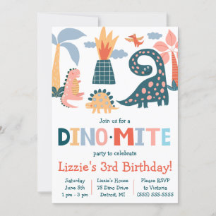Invitación Espectacular fiesta de cumpleaños con tema de dino