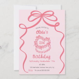 Invitación Espectacular fiesta de cumpleaños del Pastel Rosa 