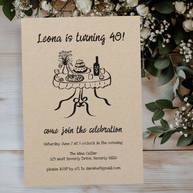 Invitación Espectacular fiesta de cumpleaños del Personalizad (Whimsical Cute Buffet Picnic Custom Birthday Party Invitation
)