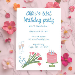 Invitación Espectacular fiesta de cumpleaños Girlie Cute Pers