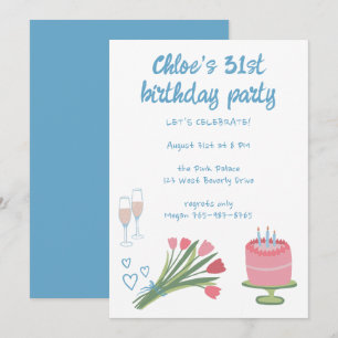Invitación Espectacular fiesta de cumpleaños Girlie Cute Pers