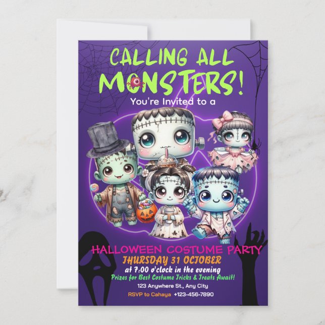 Invitación Espectacular fiesta de disfraces de Halloween (Anverso)
