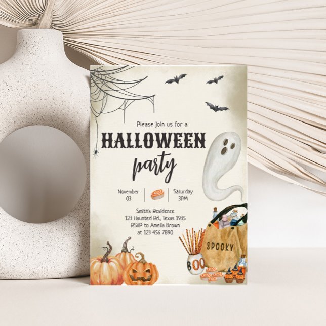 Invitación Espectacular fiesta de Halloween (Spooky Ghost Pumpkin Halloween Party Invitation )