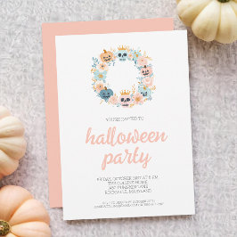 Invitación Espectacular fiesta de Halloween con flores de crá