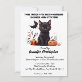 Invitación Espectacular fiesta de Halloween del Gato Negro el