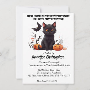Invitación Espectacular fiesta de Halloween del Gato Negro el