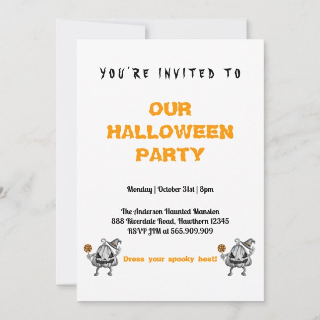 Invitación Espectacular fiesta de Halloween para Adultos (Reverso)